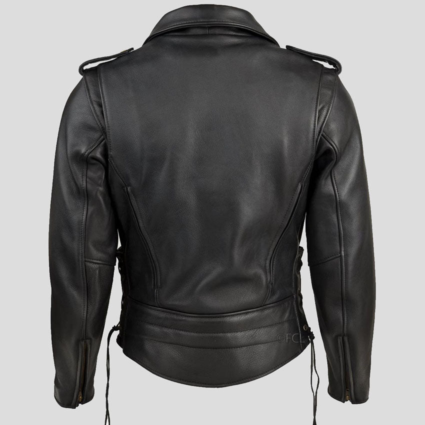 Men's Black Classic Motorcycle Riding Jacket - AMSEL LEATHERS