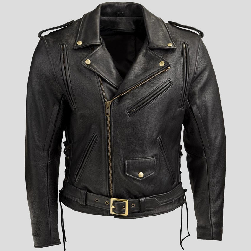 Men's Black Classic Motorcycle Riding Jacket - AMSEL LEATHERS