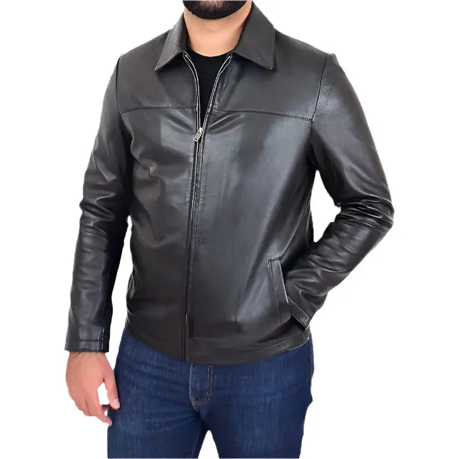 Men's Classic Relaxed Fit Real Leather Box Jacket - AMSEL LEATHERS