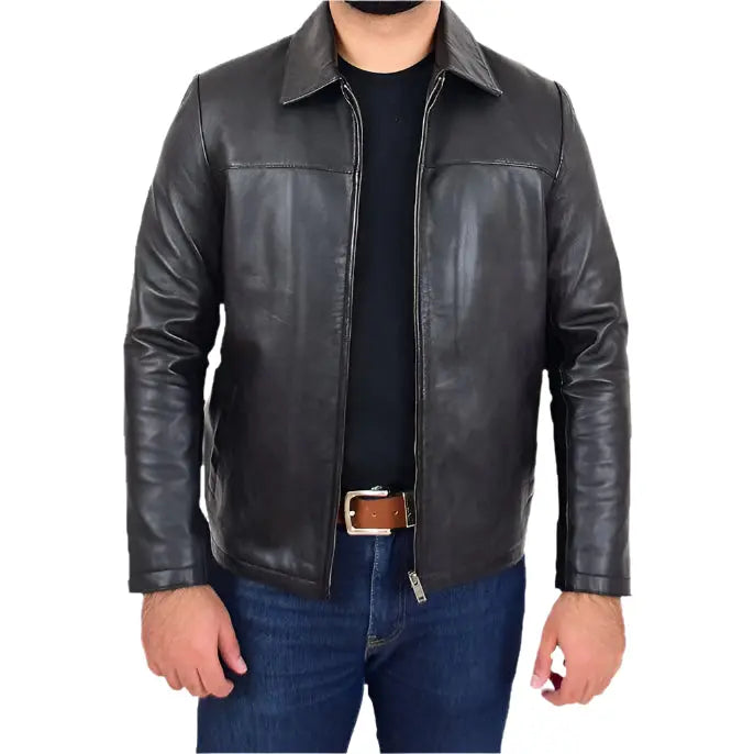 Men's Classic Relaxed Fit Real Leather Box Jacket - AMSEL LEATHERS