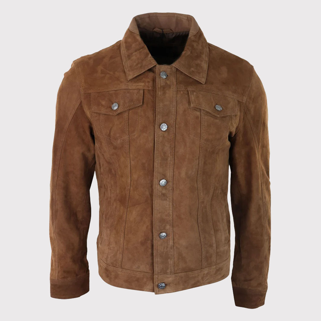 Men's Classic Vintage Suede Leather Biker Jacket - AMSEL LEATHERS