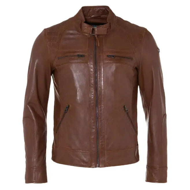 Men's Cognac Fashion Leather Jacket - AMSEL LEATHERS