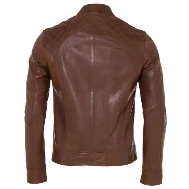 Men's Cognac Fashion Leather Jacket - AMSEL LEATHERS