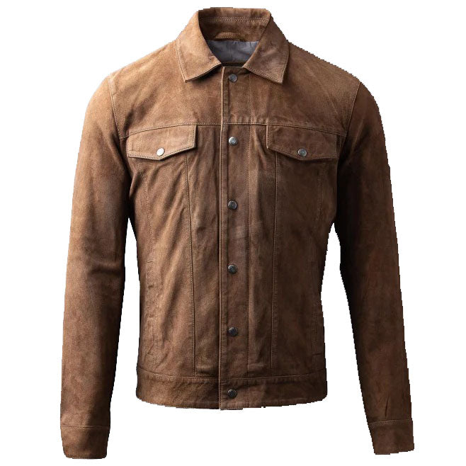 Men's Cognac Suede Leather Jacket - Classic Style - AMSEL LEATHERS