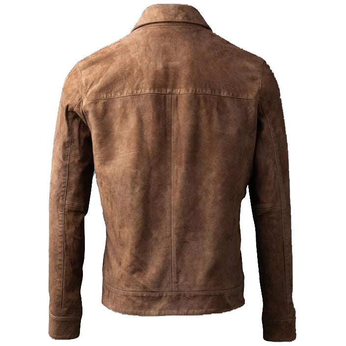 Men's Cognac Suede Leather Jacket - Classic Style - AMSEL LEATHERS