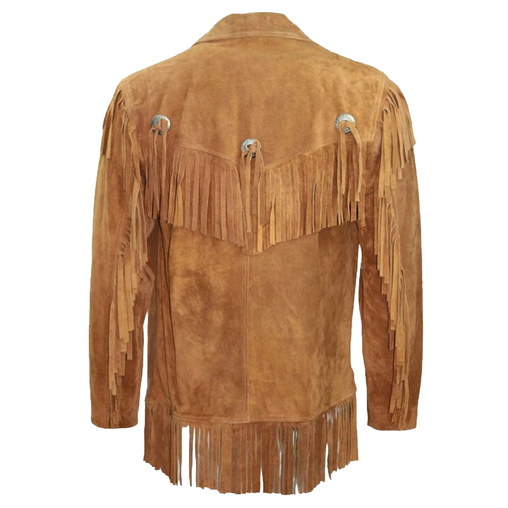 Men's Cowboy Suede Western Jacket with Fringe - AMSEL LEATHERS