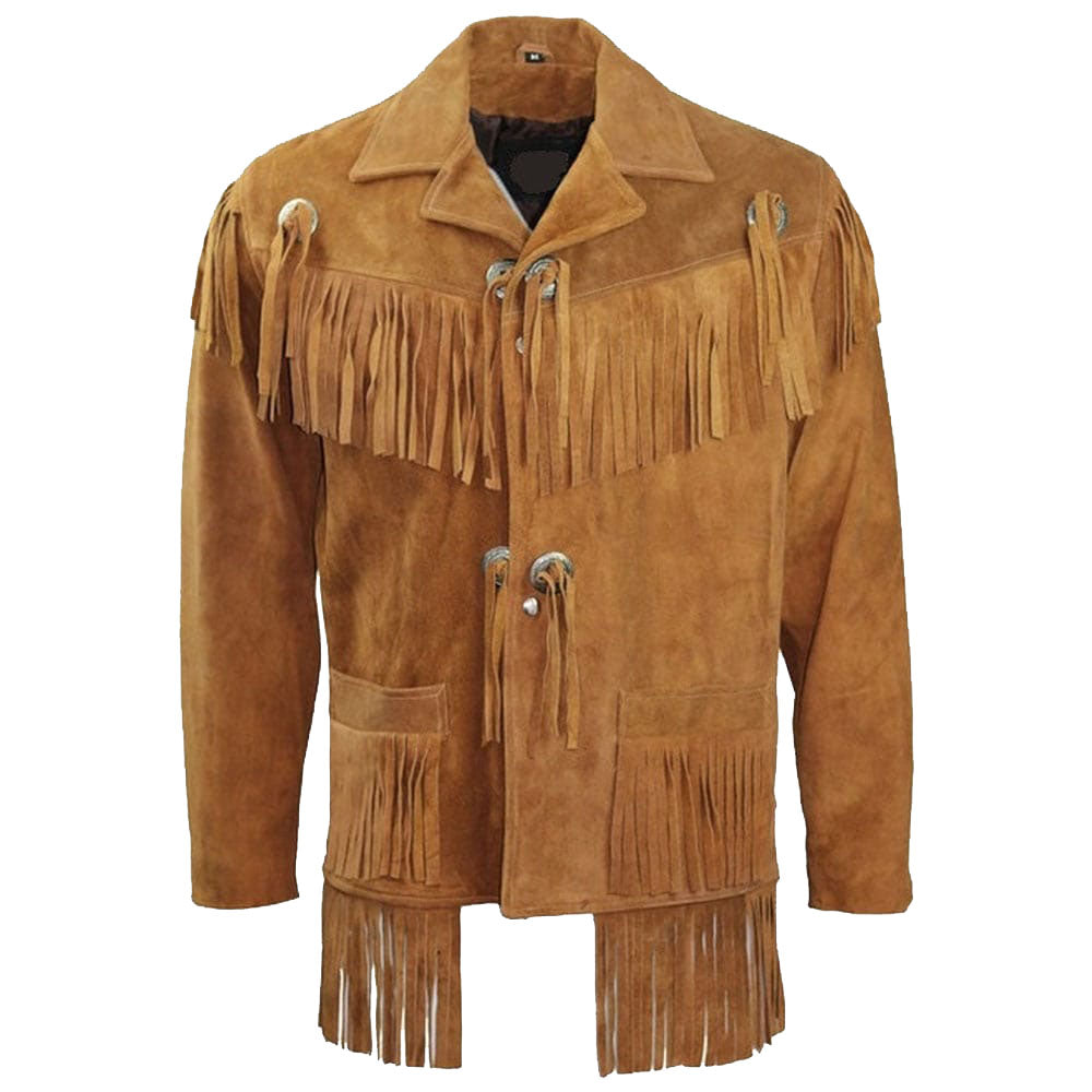 Men's Cowboy Suede Western Jacket with Fringe - AMSEL LEATHERS