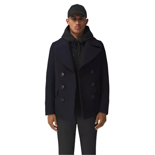 Men's Dark Blue Wool Navy Peacoat - AMSEL LEATHERS