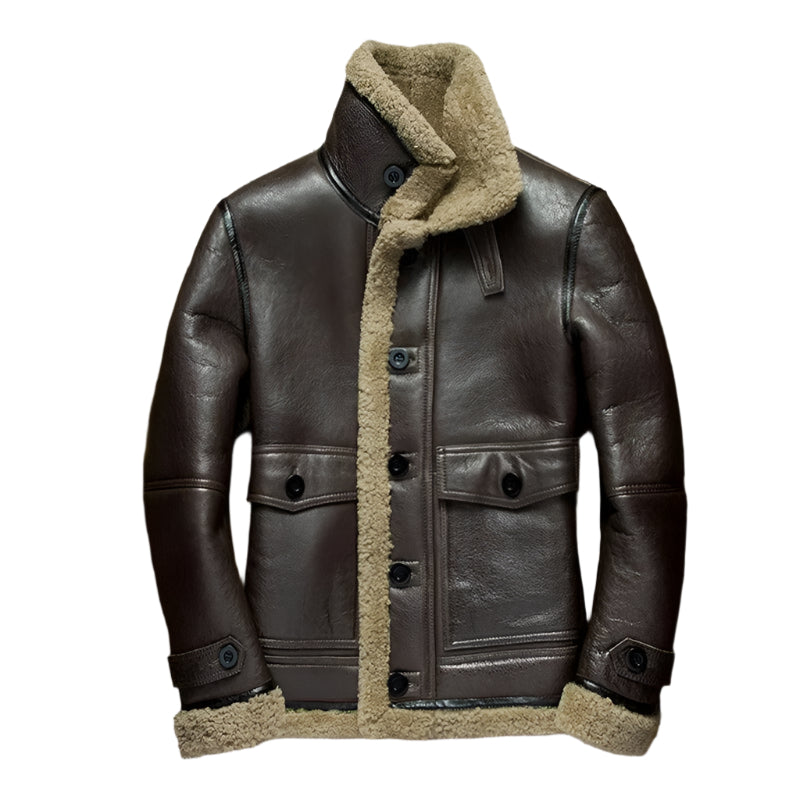 Men's Dark Brown B3 Sheepskin Shearling Jacket - AMSEL LEATHERS