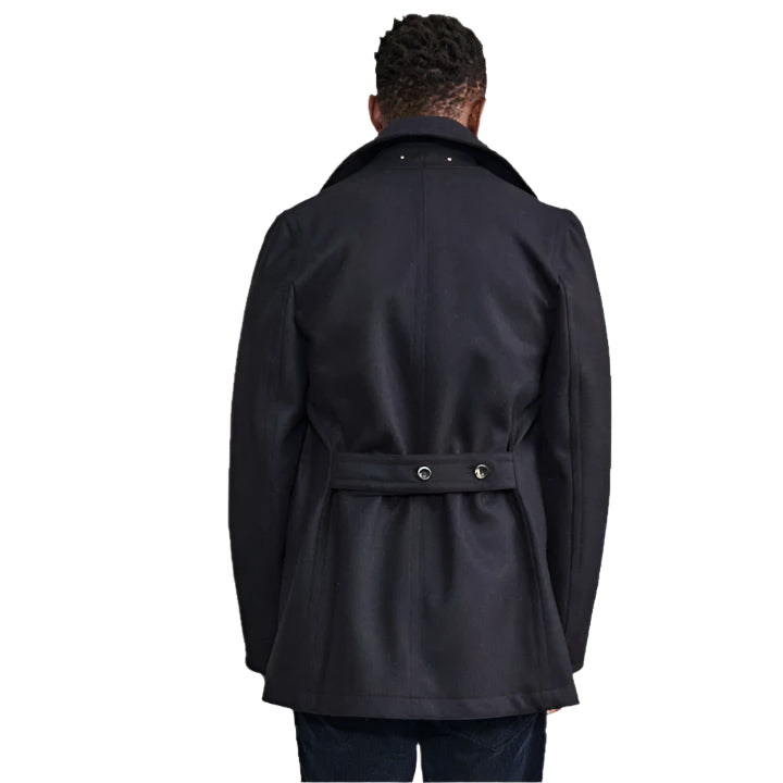 Men's Dark Navy Fleece Peacoat - AMSEL LEATHERS