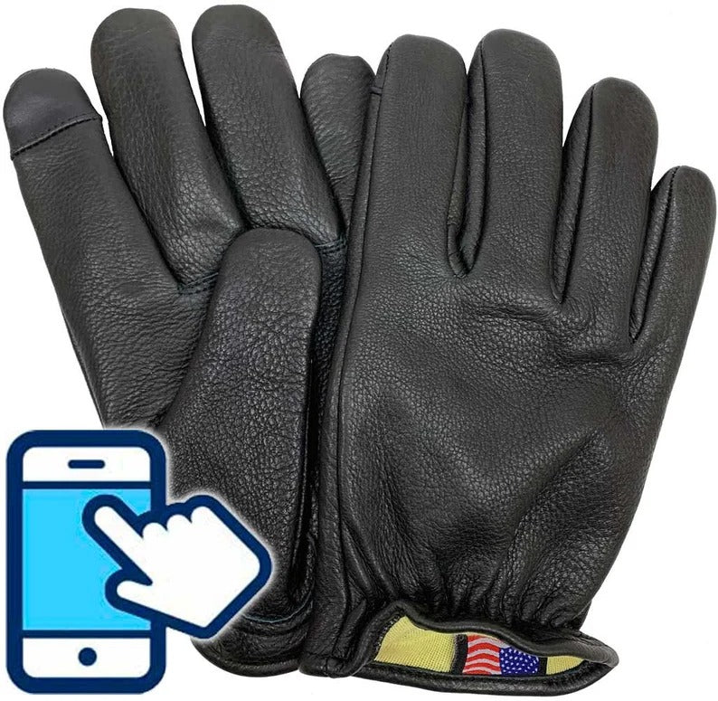 Men's Deerskin Aramid-Lined Touchscreen Gloves - Short Wrist - AMSEL LEATHERS