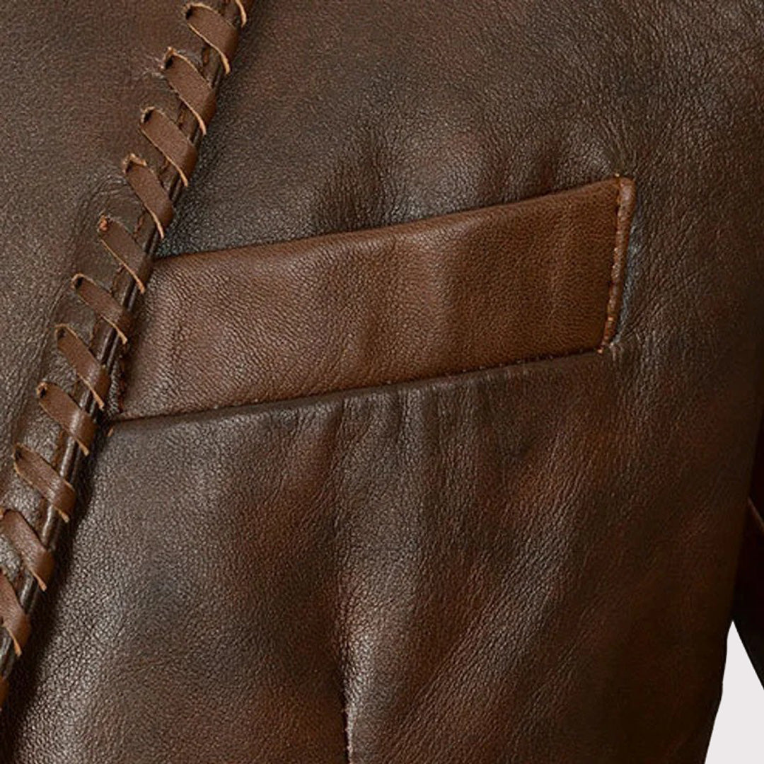 Men's Distressed Brown Leather Blazer - AMSEL LEATHERS