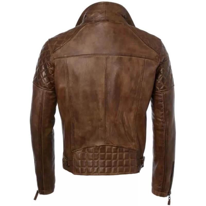 Men's Distressed Brown Genuine Leather Cafe Racer Biker Jacket - AMSEL LEATHERS