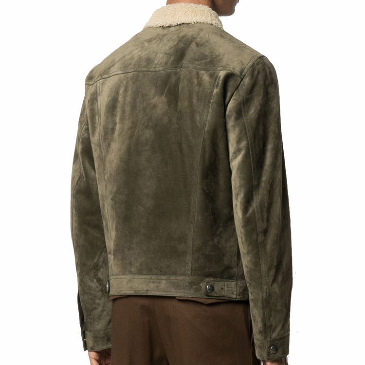 Men's Distressed Green Leather Trucker Jacket - AMSEL LEATHERS