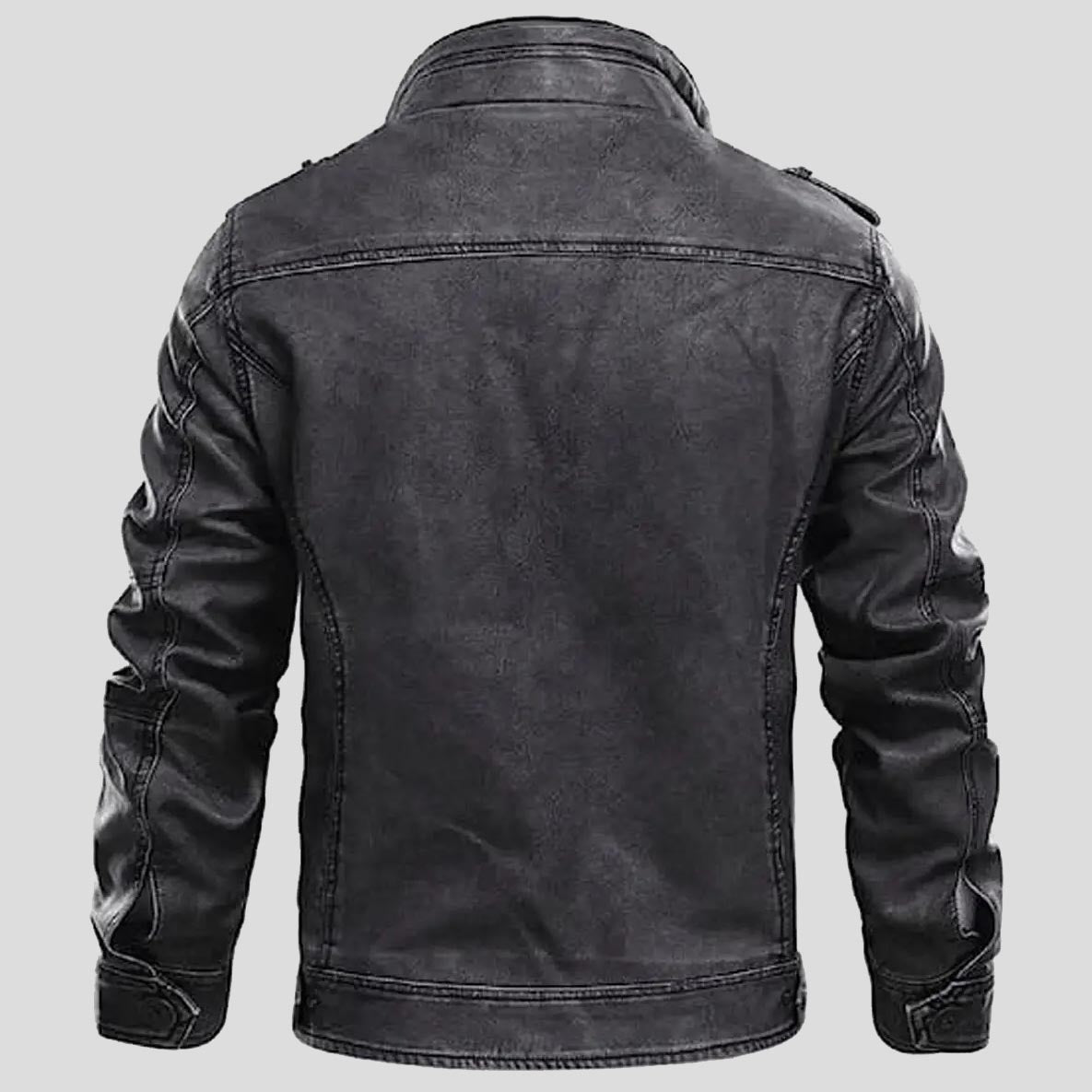 Men's Distressed Grey Cafe Racer Leather Jacket - AMSEL LEATHERS