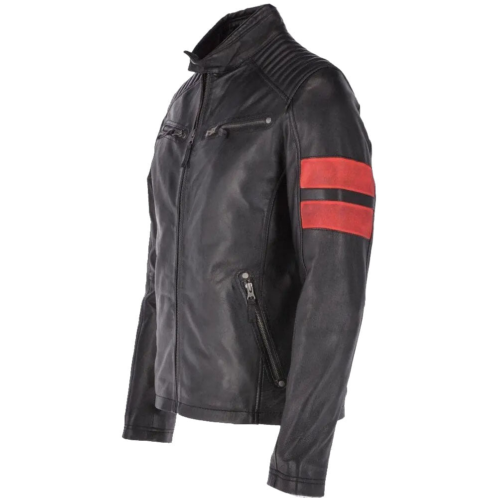 Men's Fashion Black Biker Leather Jacket - AMSEL LEATHERS