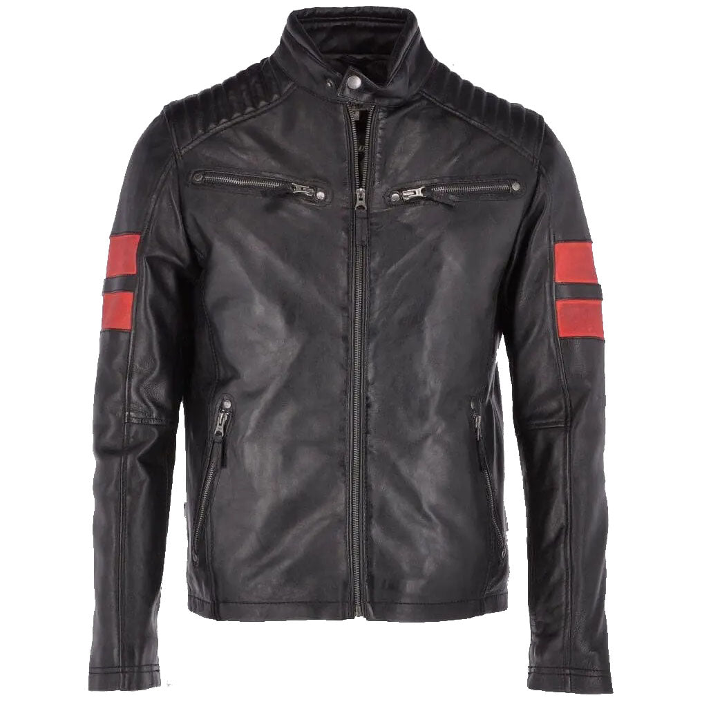 Men's Fashion Black Biker Leather Jacket - AMSEL LEATHERS