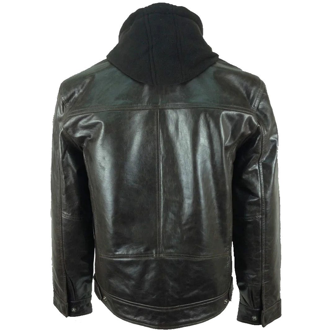 Men's Fashion Brown Hooded Real Leather Jacket - AMSEL LEATHERS