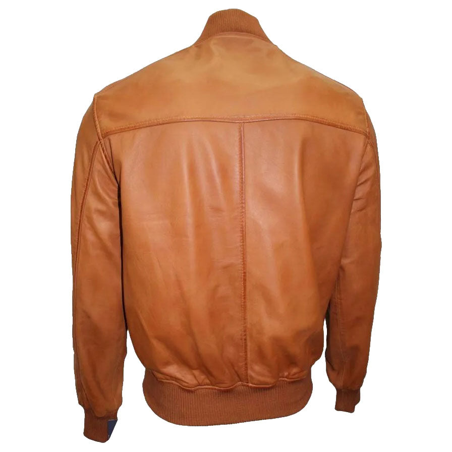 Men's Fashion Real Lambskin Leather Bomber Jacket - AMSEL LEATHERS