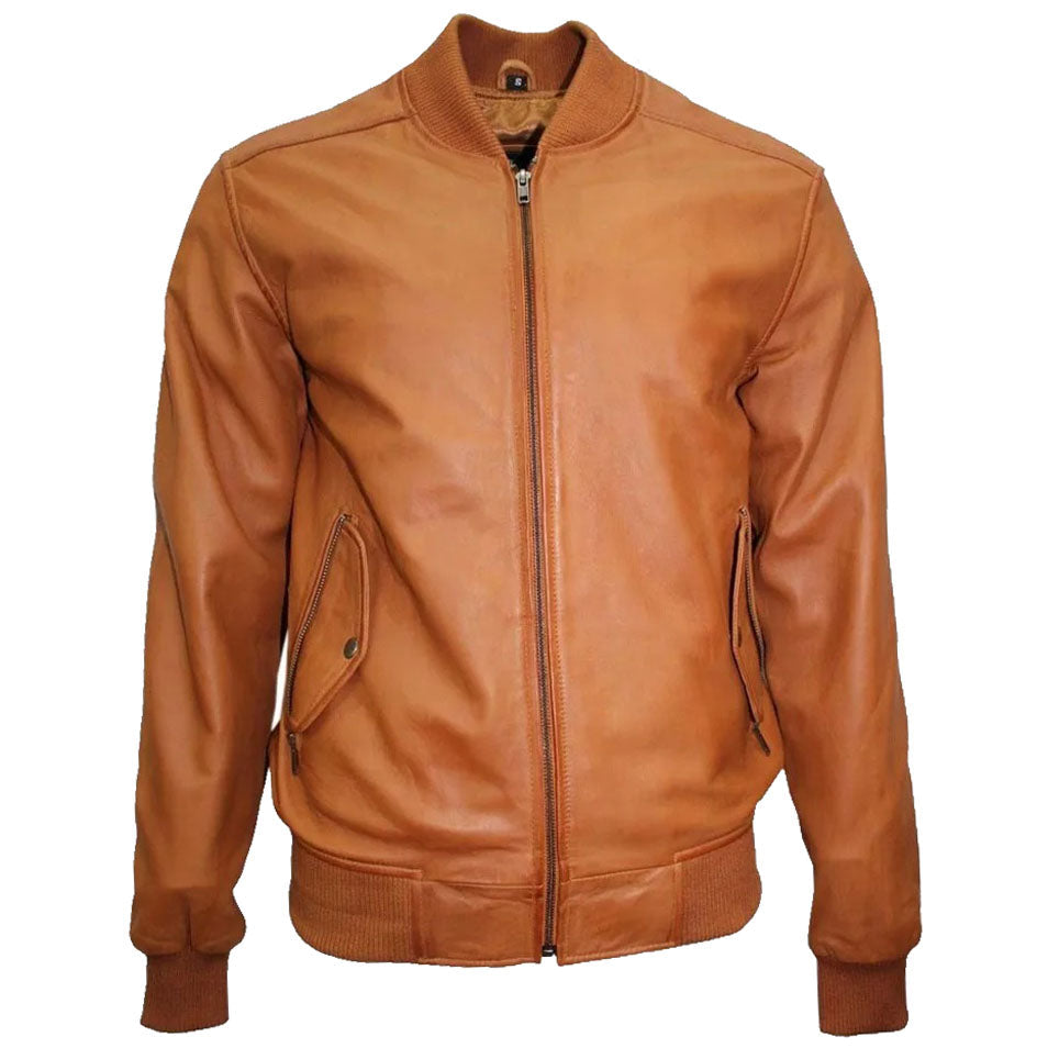 Men's Fashion Real Lambskin Leather Bomber Jacket - AMSEL LEATHERS