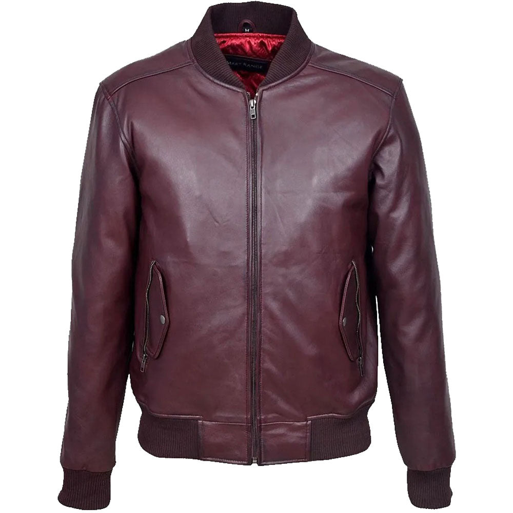 Men's Fashion Real Lambskin Leather Bomber Jacket - AMSEL LEATHERS