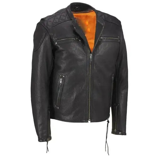 Men's Genuine Lambskin Bomber Leather Jacket in Black WL101 Amsel Leathers