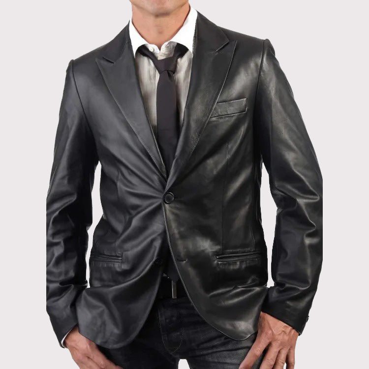 Premium Lambskin Leather Blazer for Men - AMSEL LEATHERS