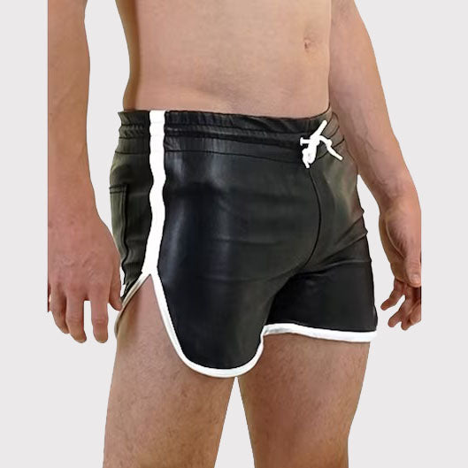 Men's Genuine Leather Gym and Beach Shorts - AMSEL LEATHERS