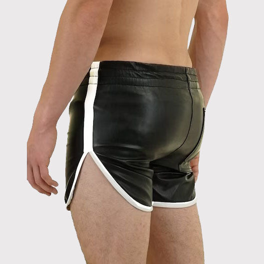 Men's Genuine Leather Gym and Beach Shorts - AMSEL LEATHERS