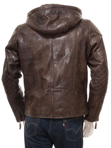 men's black hooded lambskin leather bomber jacket armand texture detail