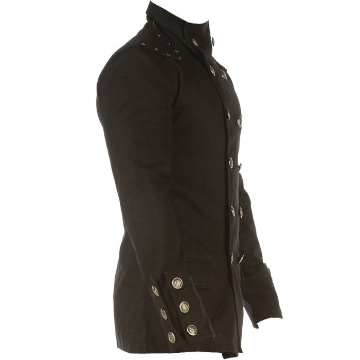 Men's Gothic Black Cotton Military Jacket Coat - AMSEL LEATHERS