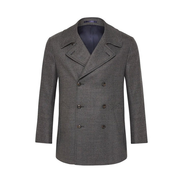 Men's Classic Grey Fleece Navy Peacoat - AMSEL LEATHERS