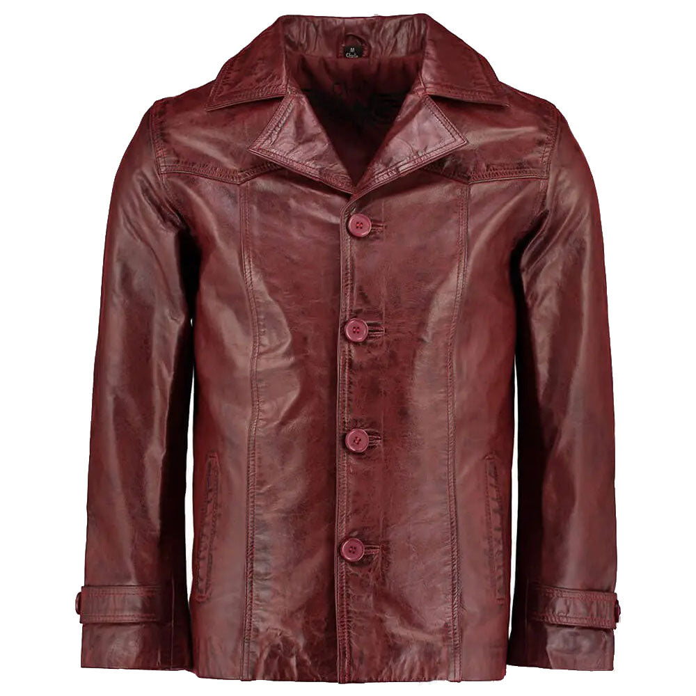 Men's Heist Red Wine Antique Vintage Leather Jacket - AMSEL LEATHERS