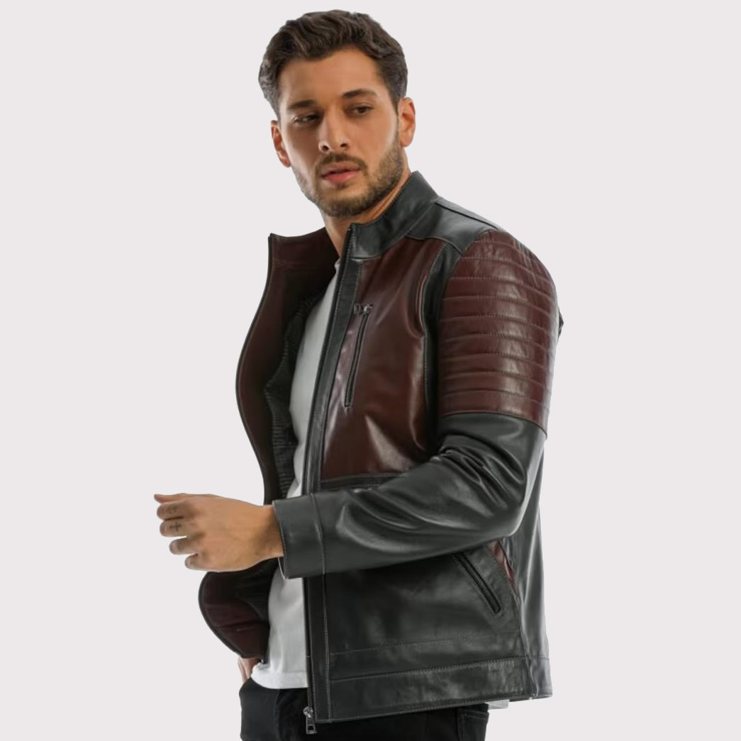 Men's Lamb Leather Winter Biker Jacket - AMSEL LEATHERS