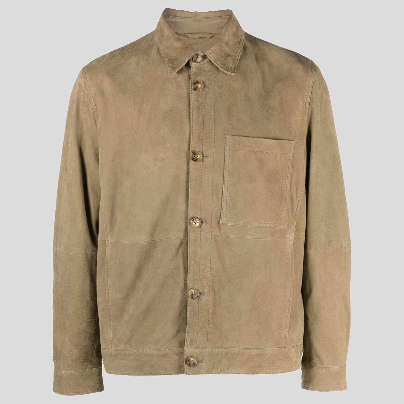 Men's Light Olive Green Suede Leather Shirt - AMSEL LEATHERS