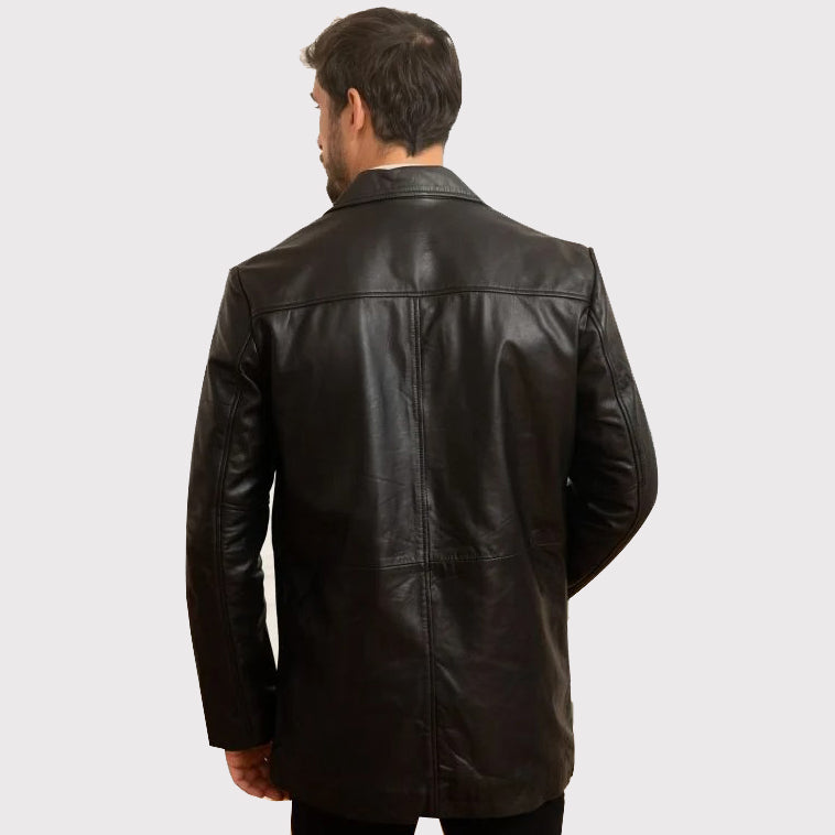 Men's Mid-Length Lambskin Jacket Blazer - AMSEL LEATHERS