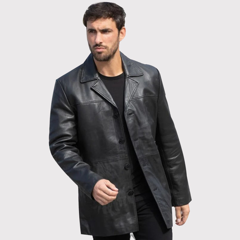 Men's Mid-Length Lambskin Jacket Blazer - AMSEL LEATHERS