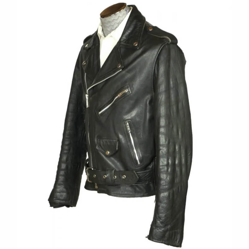 Men’s 1960s Motorcycle Belted Black Leather Jacket - AMSEL LEATHERS