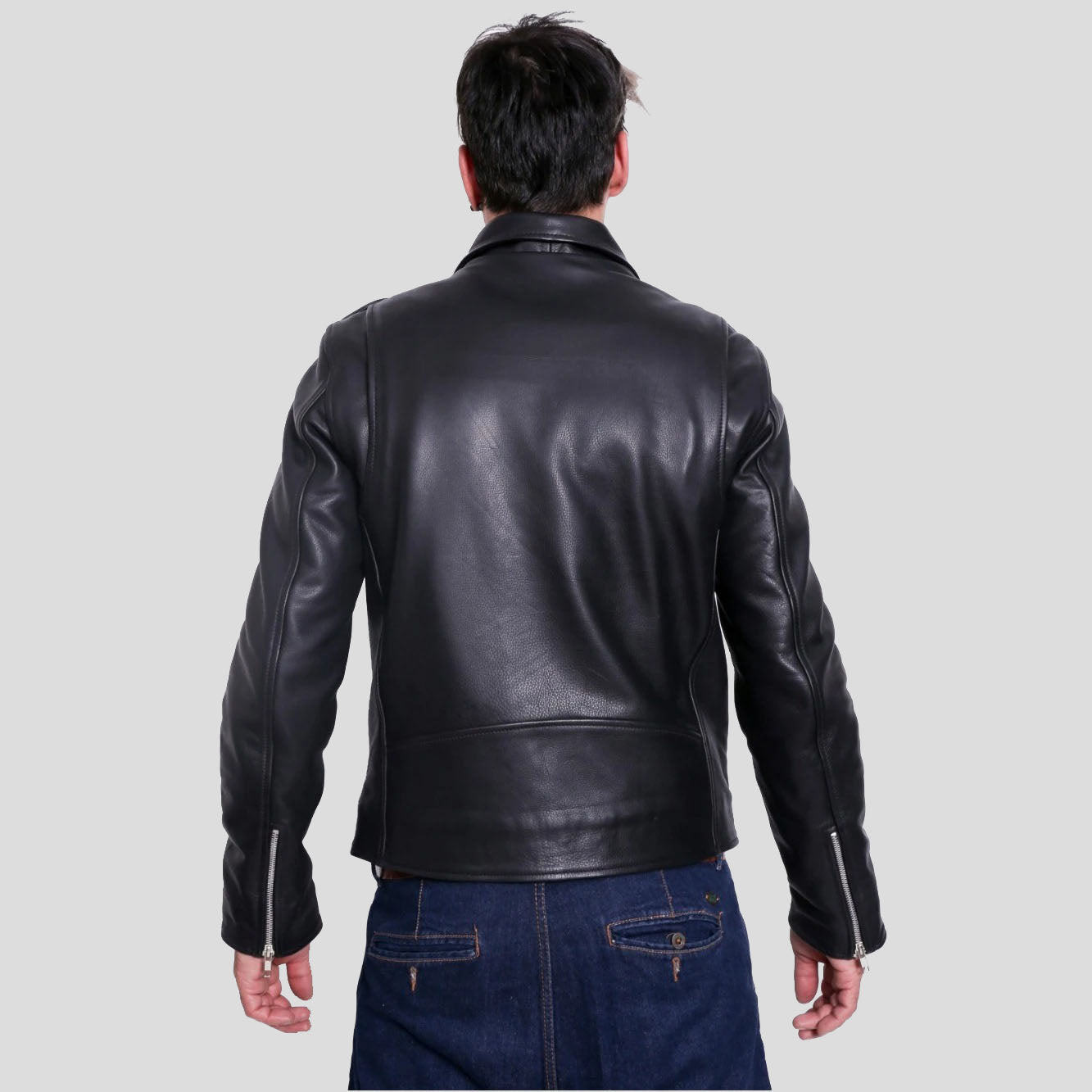 Men's Premium Buffalo Leather Motorcycle Jacket - Winter Biker Brando Style - AMSEL LEATHERS