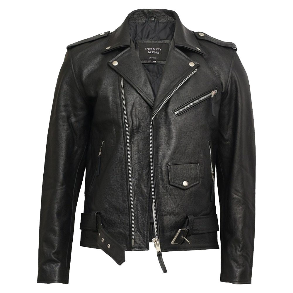 Men's Real Leather Brando Fringe Black Casual Biker Jacket - AMSEL LEATHERS