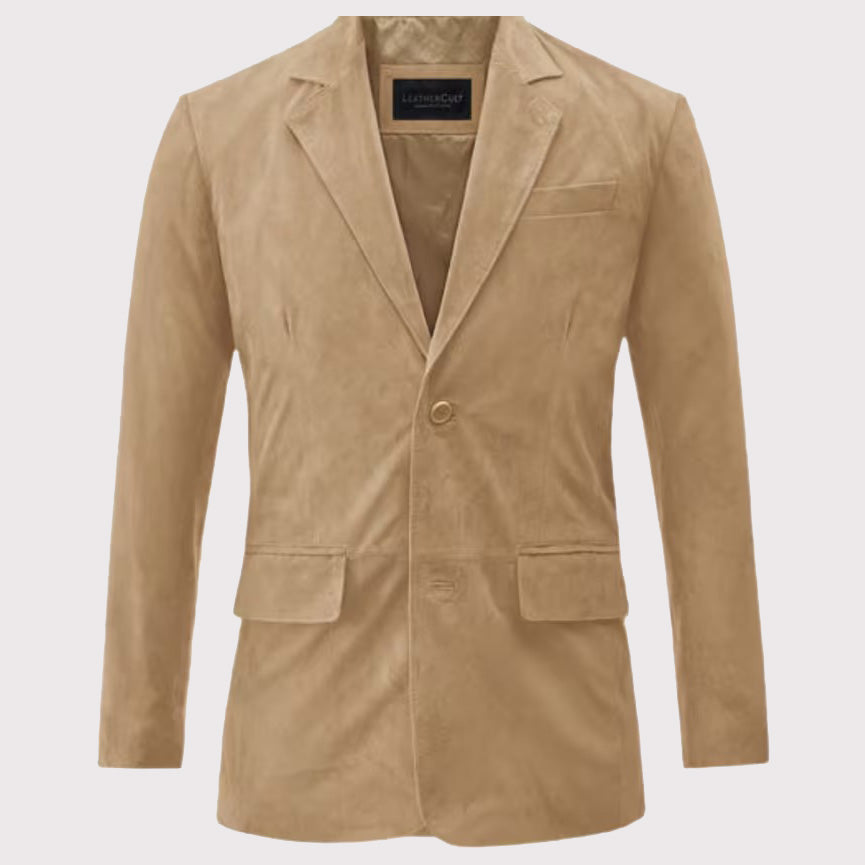 Men's Real Suede Leather Blazer Coat - AMSEL LEATHERS