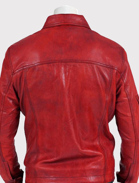 Men's Perfect Winter Wear Red Leather Jacket - AMSEL LEATHERS