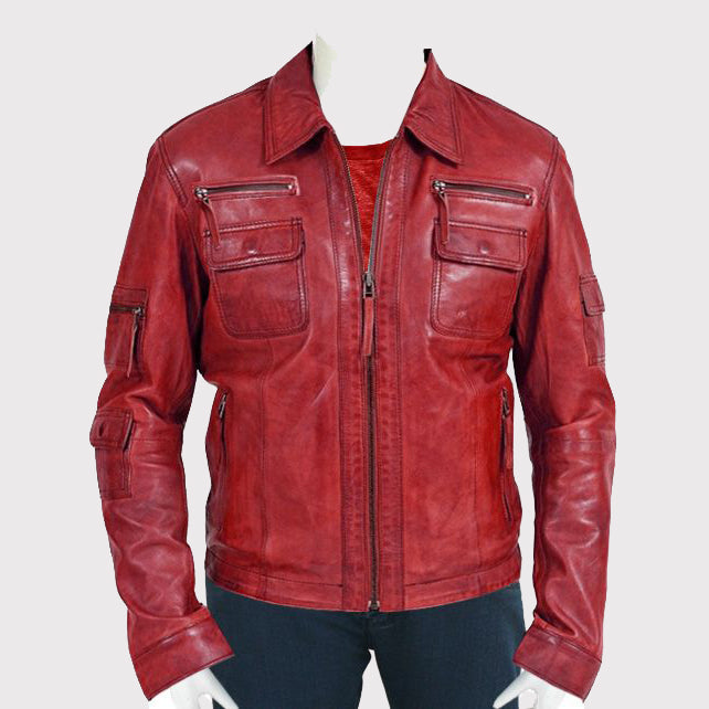 Men's Perfect Winter Wear Red Leather Jacket - AMSEL LEATHERS