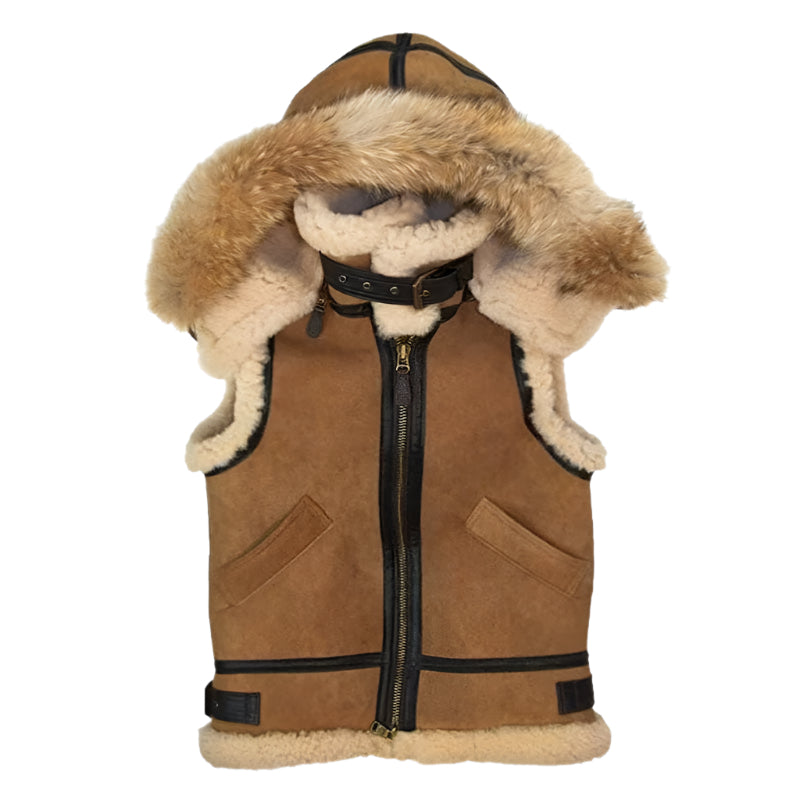 Men's Shearling Fur Vest - B3 Bomber Style - AMSEL LEATHERS