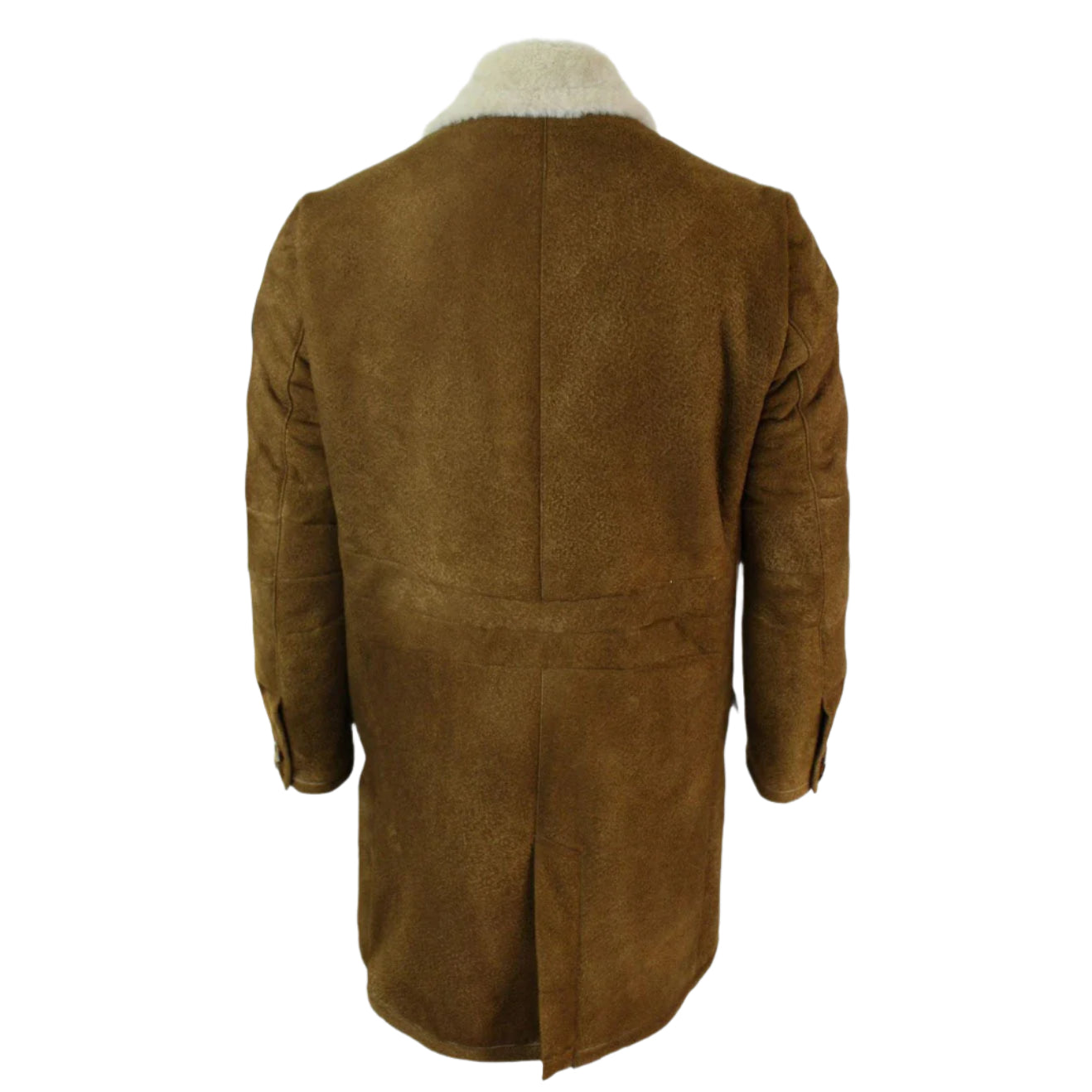 Men's Vintage Retro Tan Brown Shearling Sheepskin Overcoat - AMSEL LEATHERS