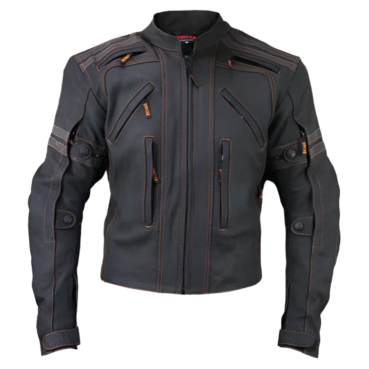 Men's 'Street' Motorcycle Matte Black Leather Armored Jacket - AMSEL LEATHERS