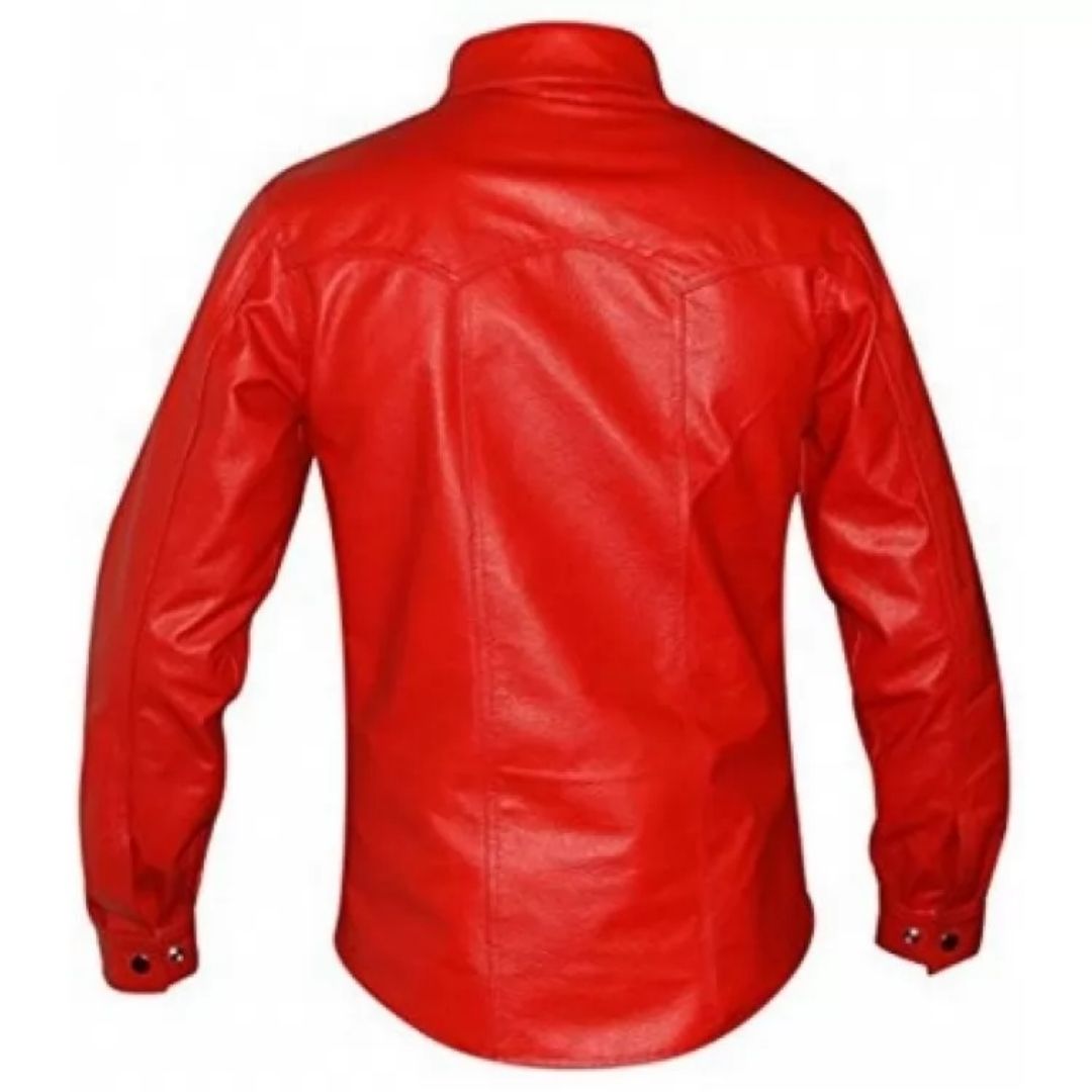 Men's Striking Look Real Sheepskin Red Leather Shirt - AMSEL LEATHERS