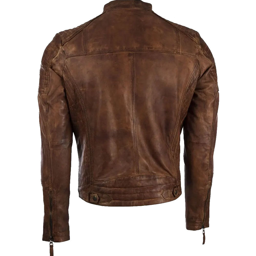 Men's Stylish Super Soft Vintage Leather Fitted Biker Jacket - AMSEL LEATHERS