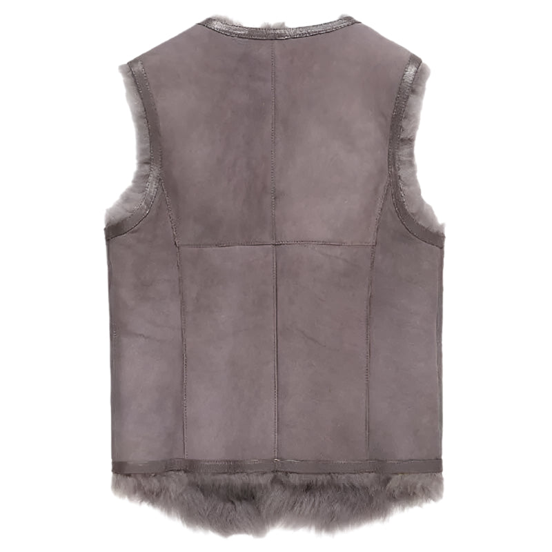 Men's Tuscany V-Collar Shearling Leather Fur Vest - AMSEL LEATHERS