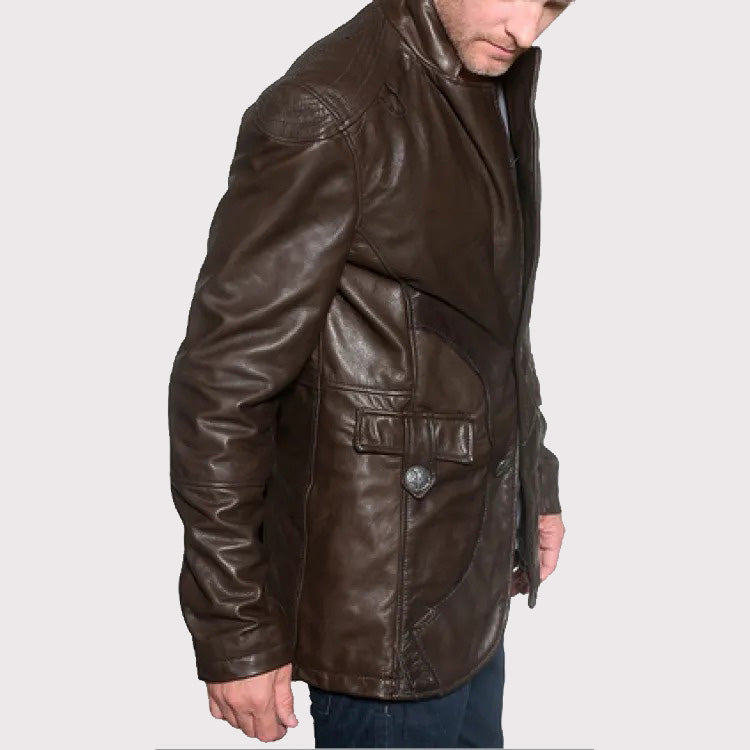 Vintage Brown Designer Leather Blazer for Men - AMSEL LEATHERS